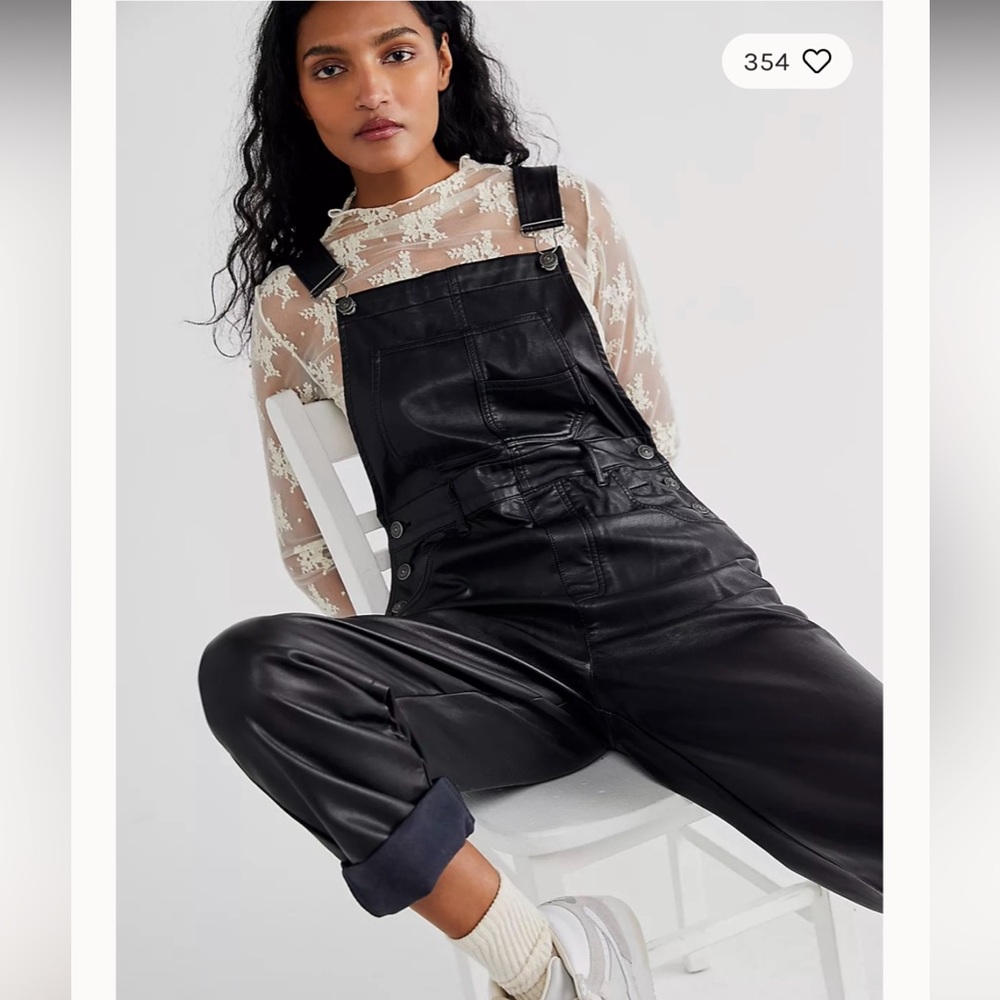 NWT Free People Ziggy Vegan Leather Overalls size xs